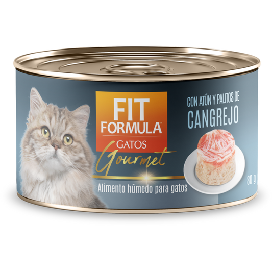Fit Formula Gatos Gourmet Atún y Palitos de Cangrejo Lata 80 Grs